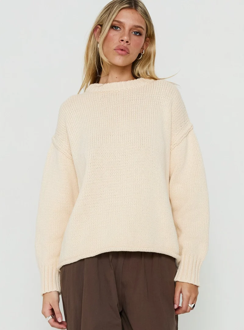 Wilda Crew Neck Knit Sweater Cream