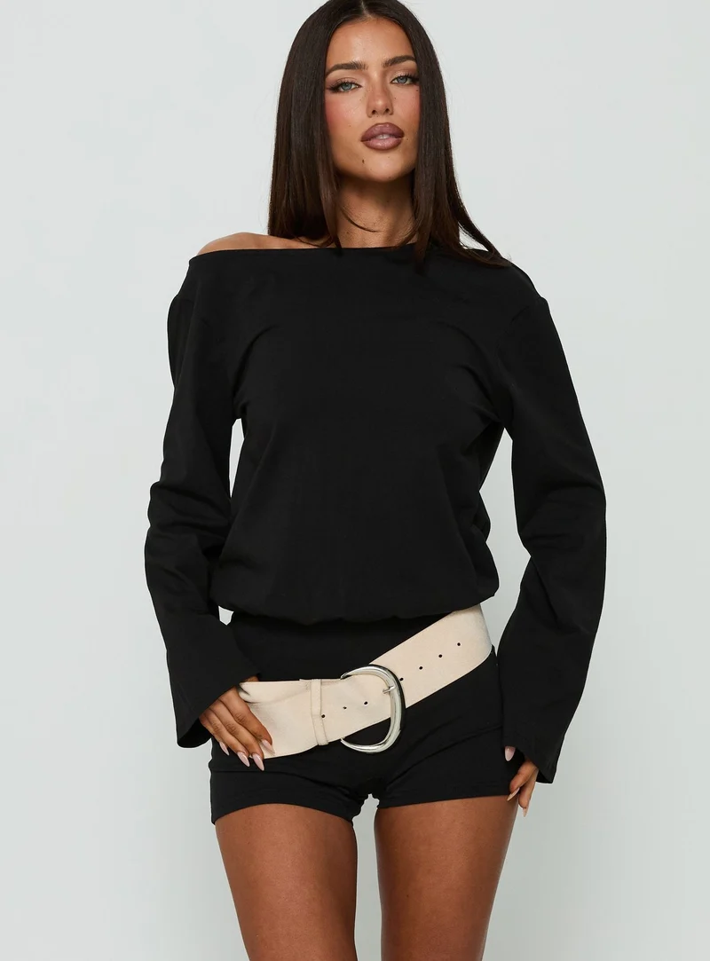 Claera Off Shoulder Tie Back Playsuit Black
