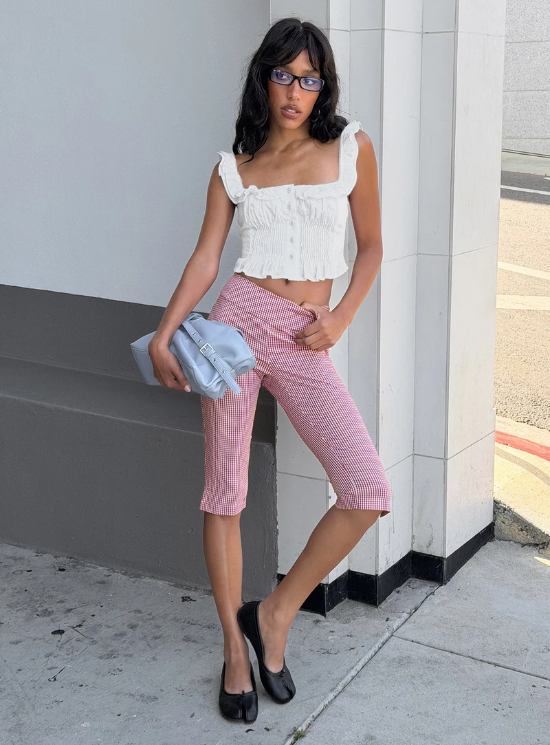 Rossie Capri Pants Red Gingham
