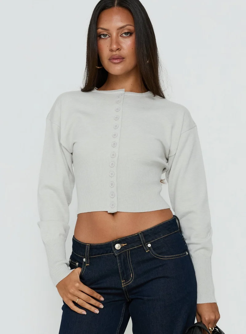 Emerina Cinched Button Down Cardigan Grey