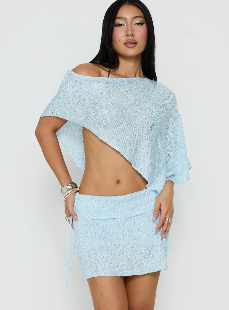 Shalva Knit Sequin Mini Skort Blue