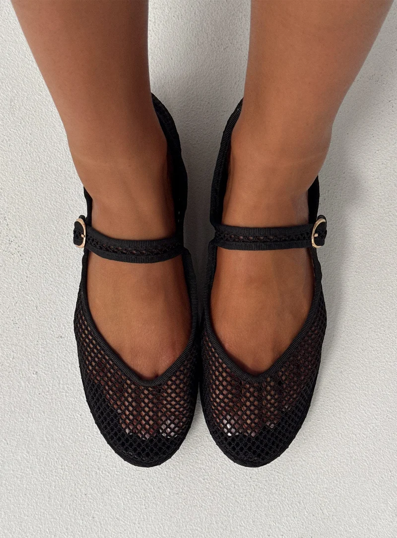 Therapy Alicante Mesh Ballet Flats Black