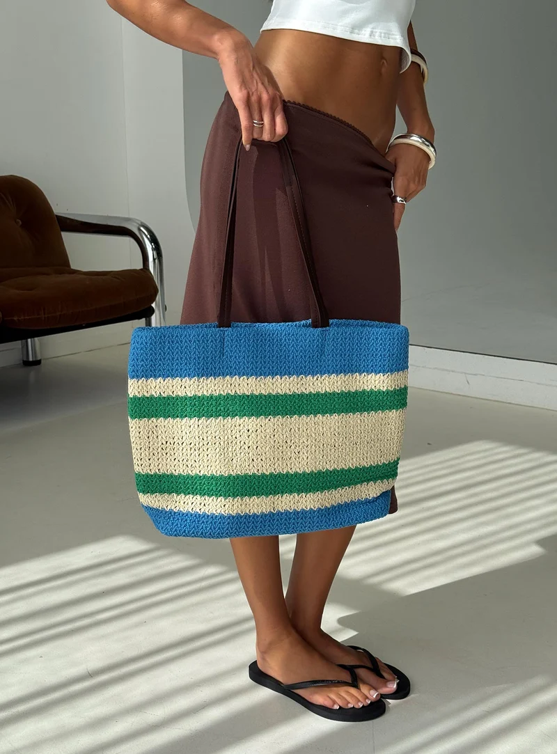Encanto Tote Bag Blue / Green Stripe