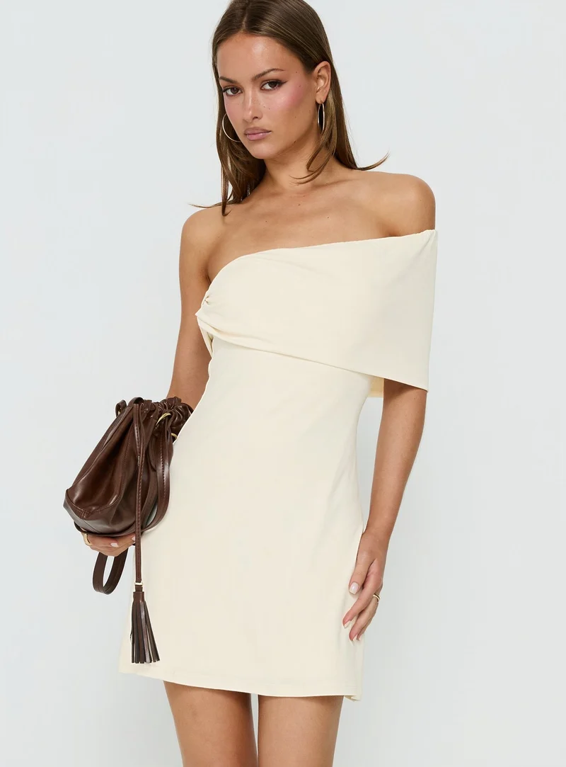 Laurencia One Shoulder Mini Dress Cream