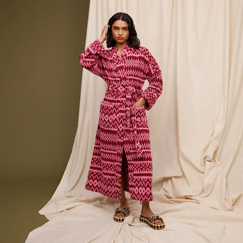 Arlette Towelling Robe - Cosmo Pink