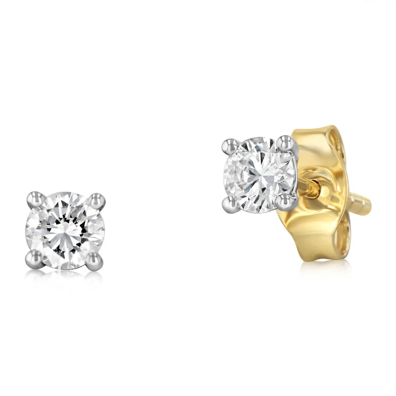Luminesce Lab Grown 1/3 Carat Diamond Solitaire Stud Earrings in 9ct Yellow Gold