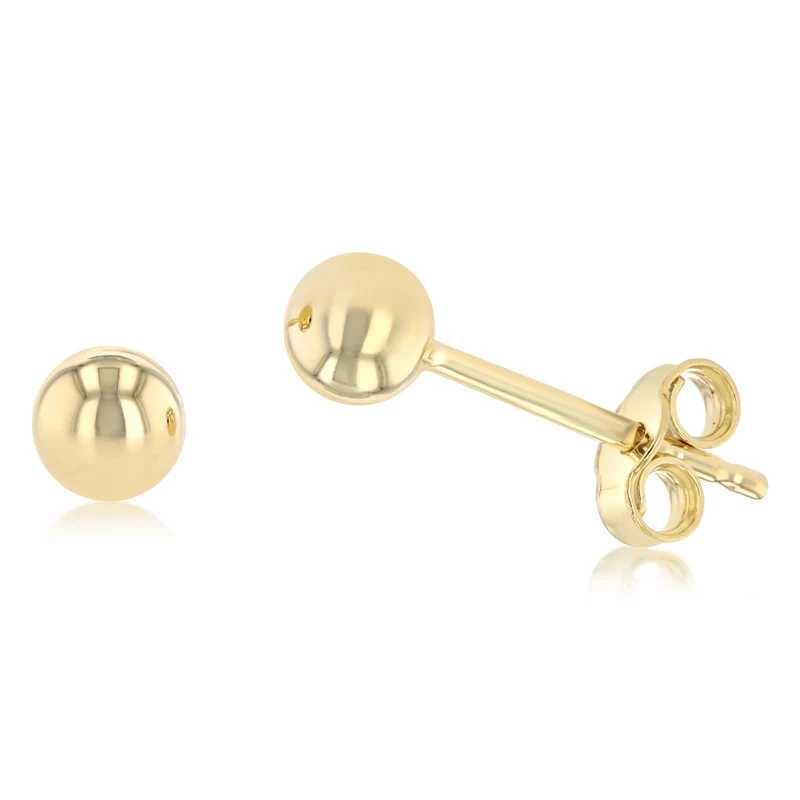 9ct Yellow Gold Silver Filled Ball 4mm Stud Earrings