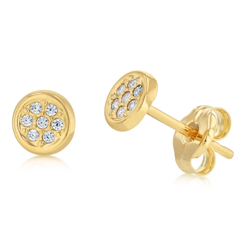 Cubic Zirconia Bezel Stud Earrings in 9ct Yellow Gold