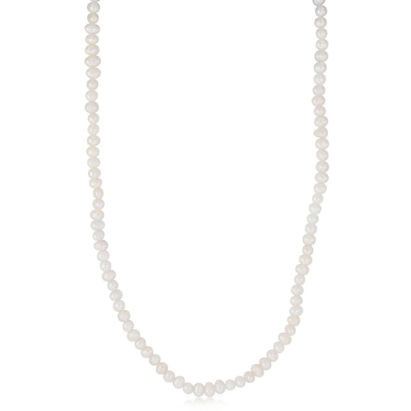 Potato Shape Pearl 50cm Necklace in Sterling Silver