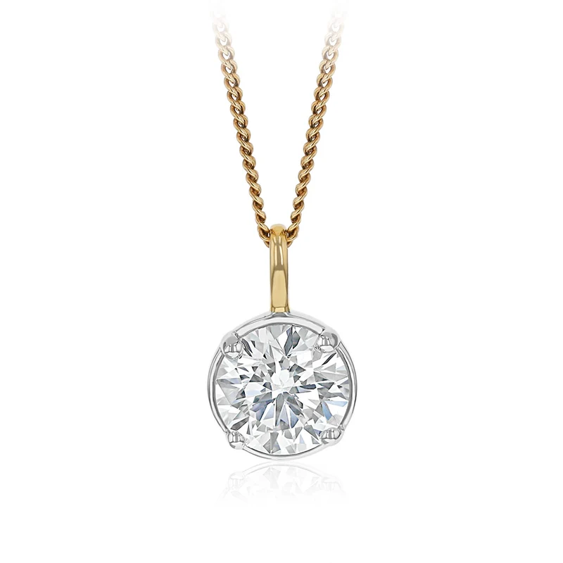 Luminesce Lab Grown 1.70 Carat Diamond Pendant in 9ct Yellow Gold and Sterling Silver