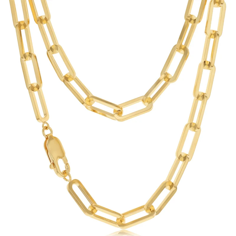9ct Yellow Gold Silver Filled Paperclip 45cm Chain
