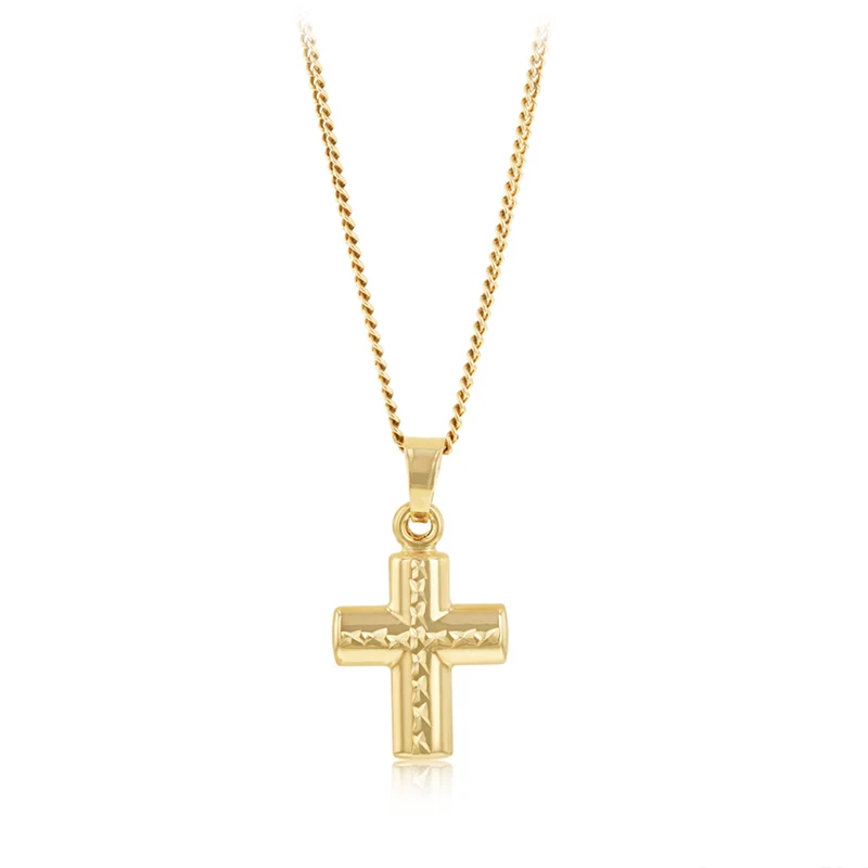 Cross Patterned Pendant in 9ct Yellow Gold