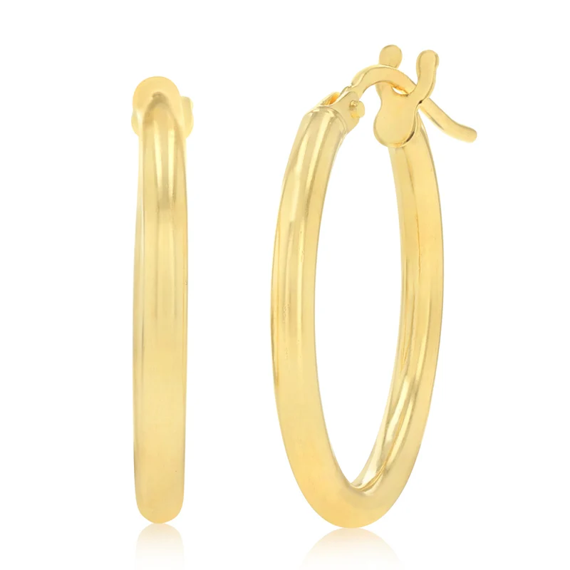 15mm Plain Hoop Earrings in 9ct Yellow Gold