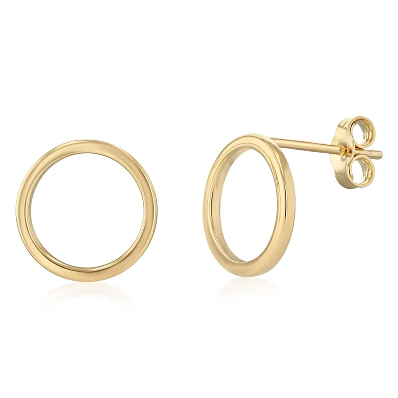 9ct Yellow Gold Plain 8mm Sleeper Earrings