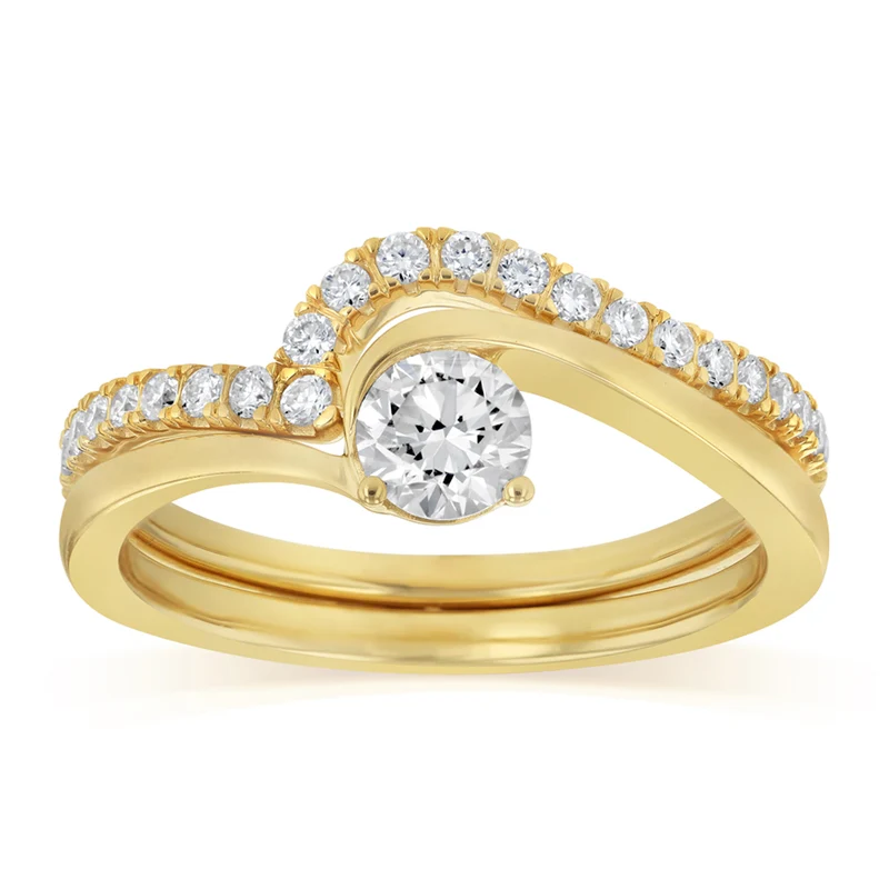 Luminesce Lab Grown 1/2 Carat Diamond Bridal Set Ring in 9ct Yellow Gold
