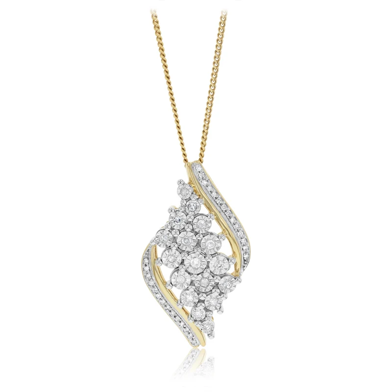 1/5 Carat Diamond Pendant in 9ct Yellow Gold