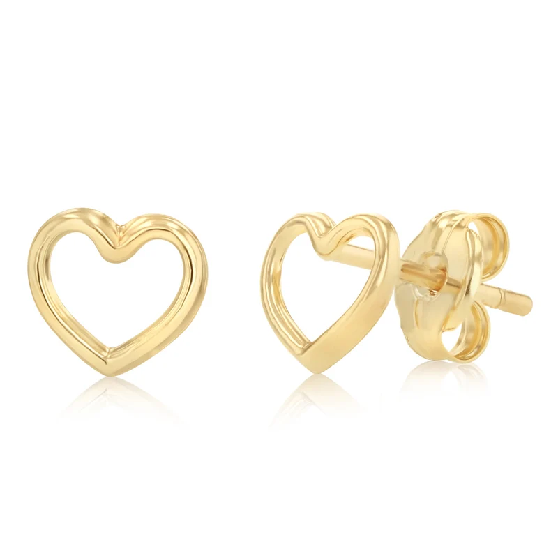 Heart Stud Earrings in 9ct Yellow Gold