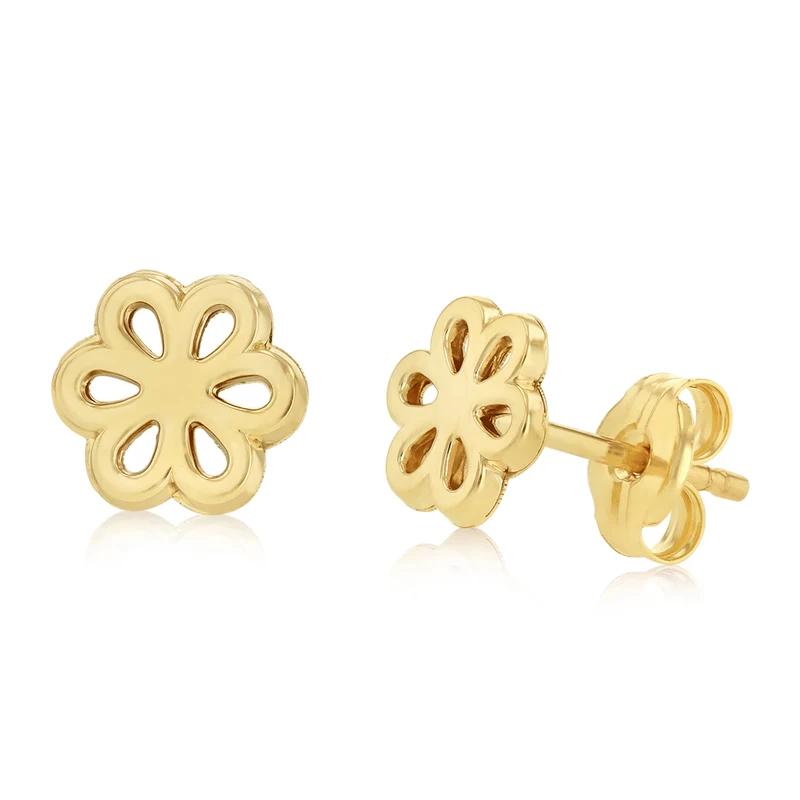 Flower Stud Earrings in 9ct Yellow Gold