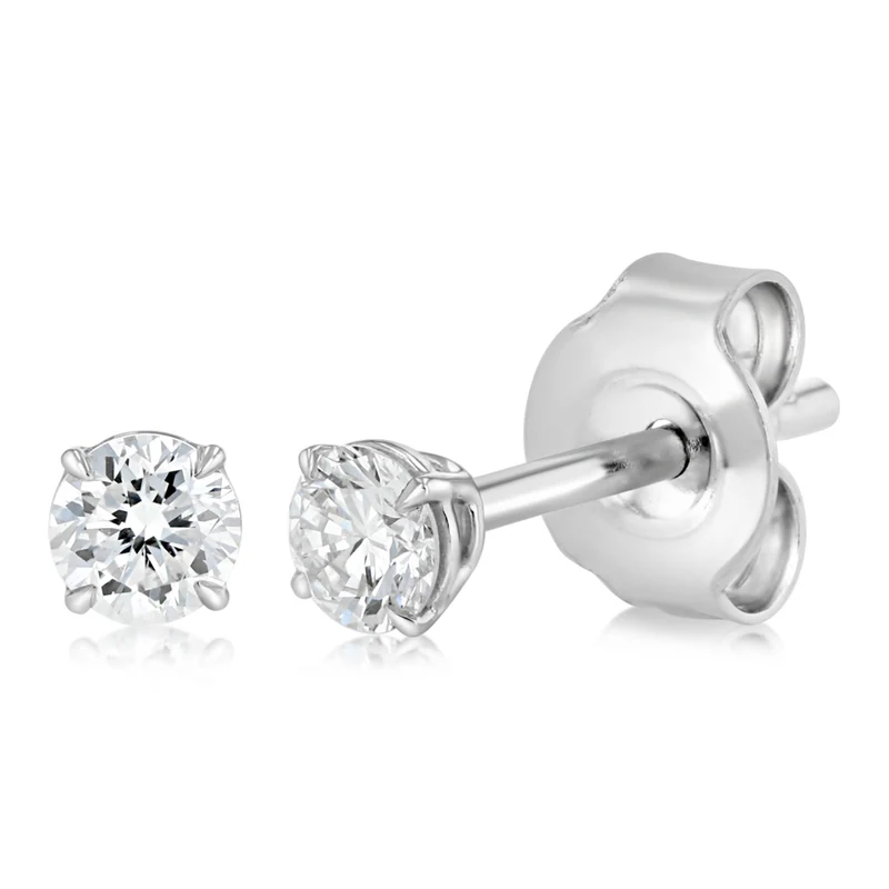 Luminesce Lab Grown 1/4 Carat Diamond Solitaire Stud Earrings in Platinum Plated Sterling Silver