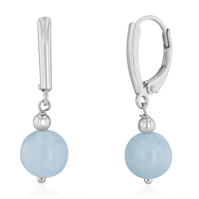 Aquamarine Drop Earrings in Sterling Silver