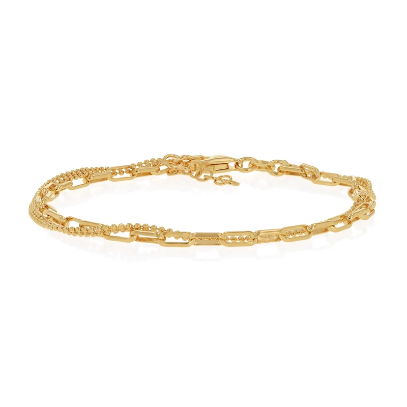 Gold Plated Sterling Silver Double Strand Paperclip Bracelet