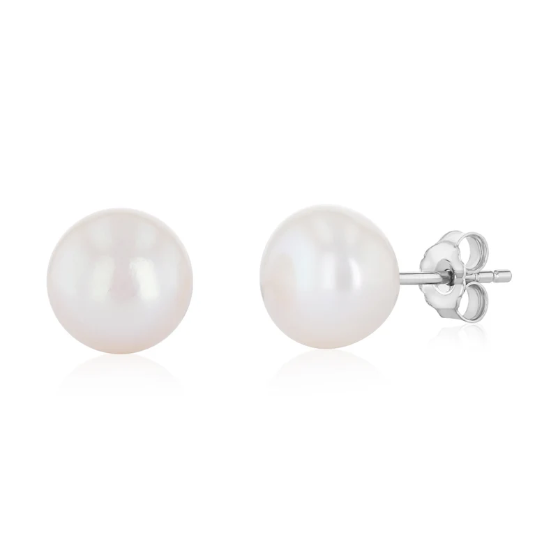 8-9mm White Freshwater Pearl Earrings in Sterling Silver