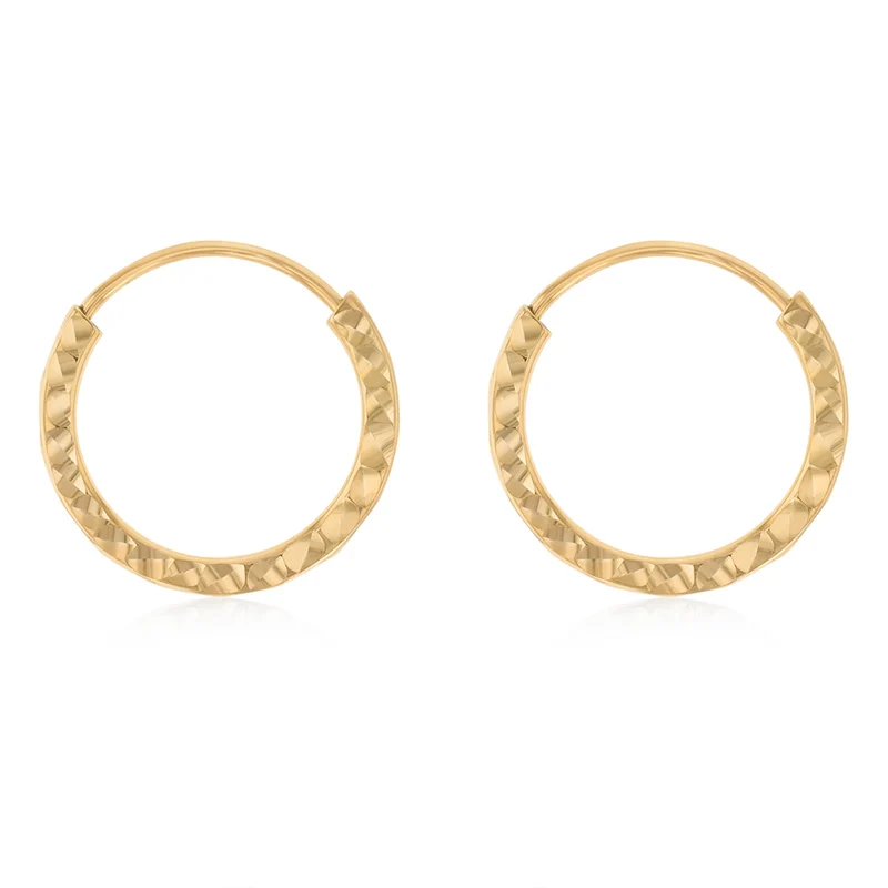 9ct Yellow Gold Silverfilled Dicut Sleeper Earrings