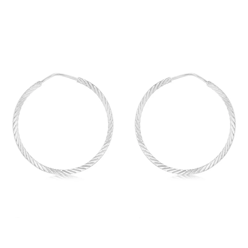 Sterling Silver Plain Hoop Earrings