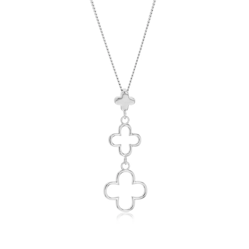 Sterling Silver Triple Clover Drop Pendant