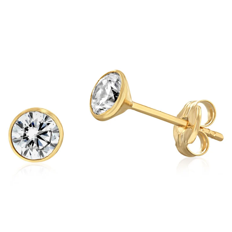 Cubic Zirconia 4mm Stud Earrings in 9ct Yellow Gold