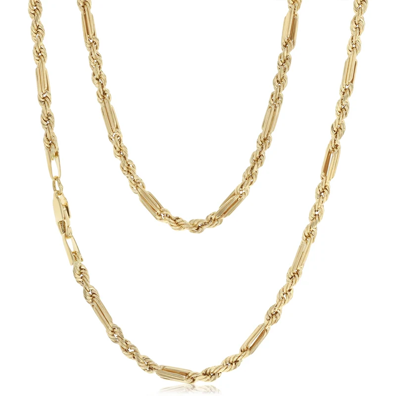 50 Gauge Hollow Dicut Figarope 45cm Chain in 9ct Yellow Gold