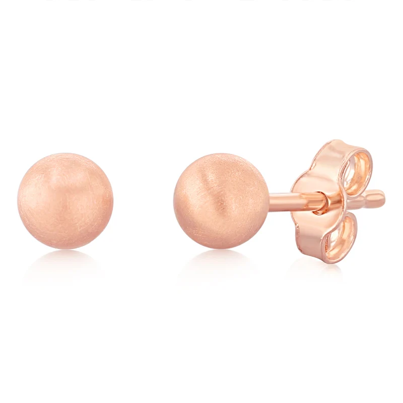 9ct Rose Gold 4mm Polished Ball Stud Earrings