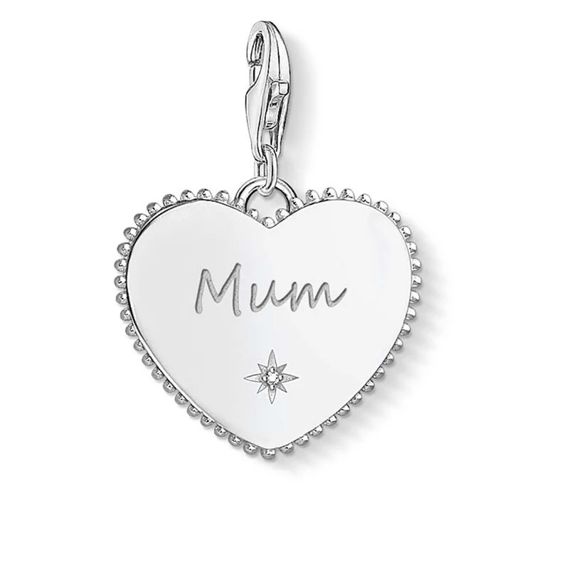 Sterling Silver Thomas Sabo Charm Club Engravable Mum Heart