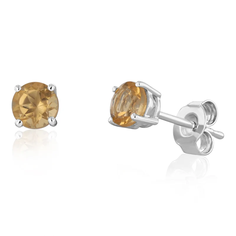 Natural Citrine Stud Earrings in Sterling Silver