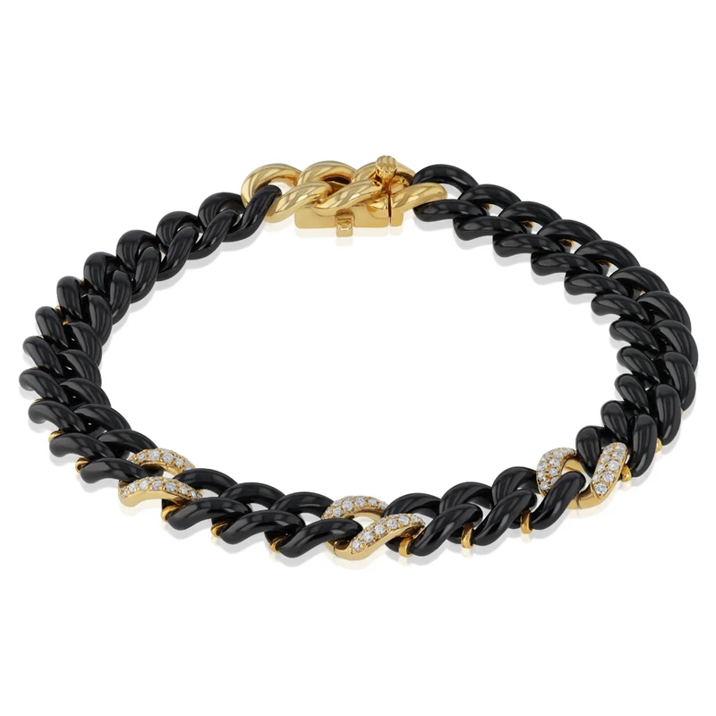 Luminesce Lab Grown 0.35 Carat Diamond 17cm Bracelet in Gold Plated Sterling Silver & Black Ceramic