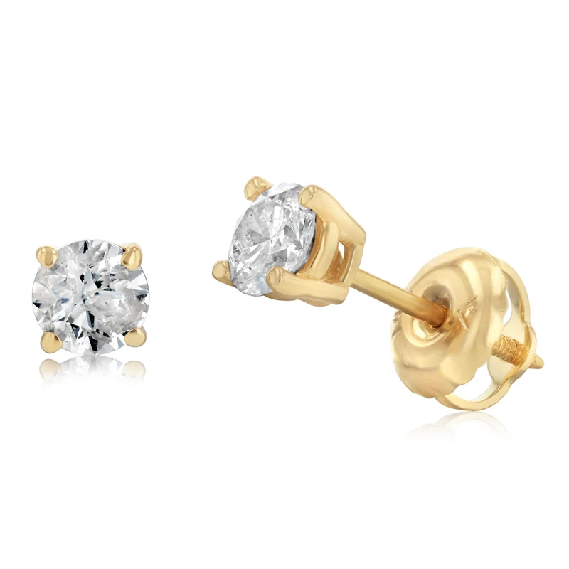 0.45 Carat Diamond Solitaire Stud Earrings in 14ct Yellow Gold