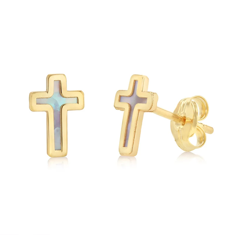Cross Stud Earrings in 9ct Yellow Gold