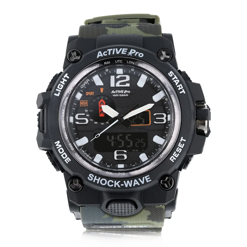 Active Pro 1545D Digital Camo Green Sports Watch
