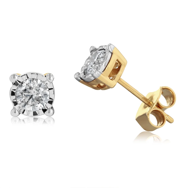 0.45 Carat Diamond Solitaire Stud Earrings in 10ct Yellow Gold