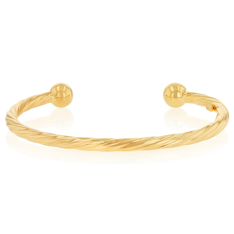 9ct Yellow Gold Silverfilled Twisted Torque Baby Bangle