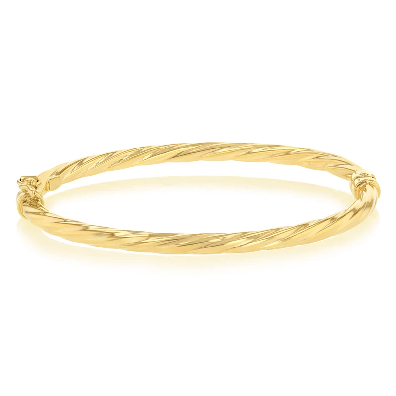 9ct Yellow Gold Twisted Baby Bangle