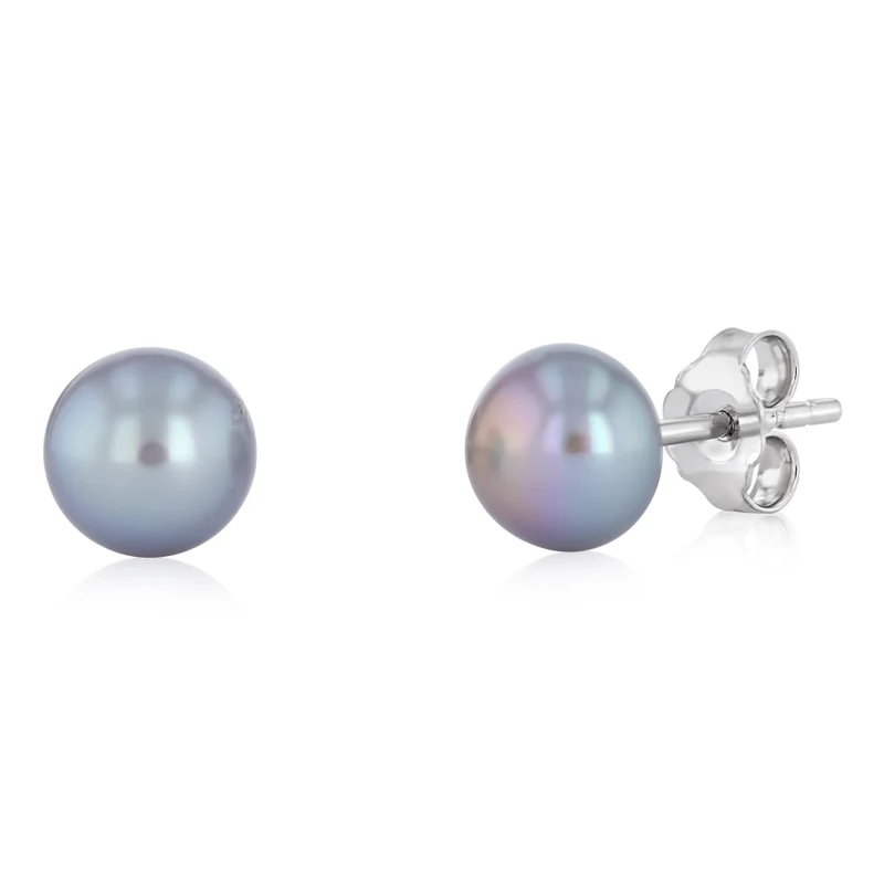 6-7mm Grey Freshwater Pearl Earrings in Sterling Silver
