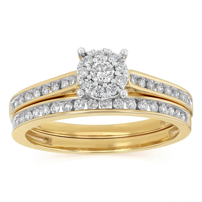 Luminesce Lab Grown 1/2 Carat Diamond Bridal Set Ring in 9ct Yellow Gold