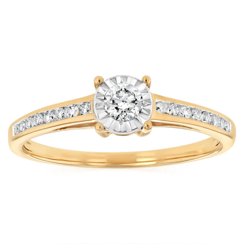 1/4 Carat Diamond Ring in 9ct Yellow Gold