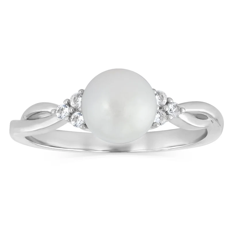 6-7mm White Freshwater Pearl Ring in Sterling Silver