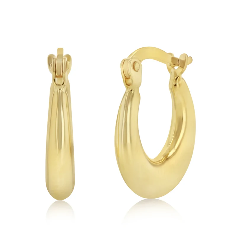 14ct Yellow Gold Silver Filled Petite Creole Hoop Earrings