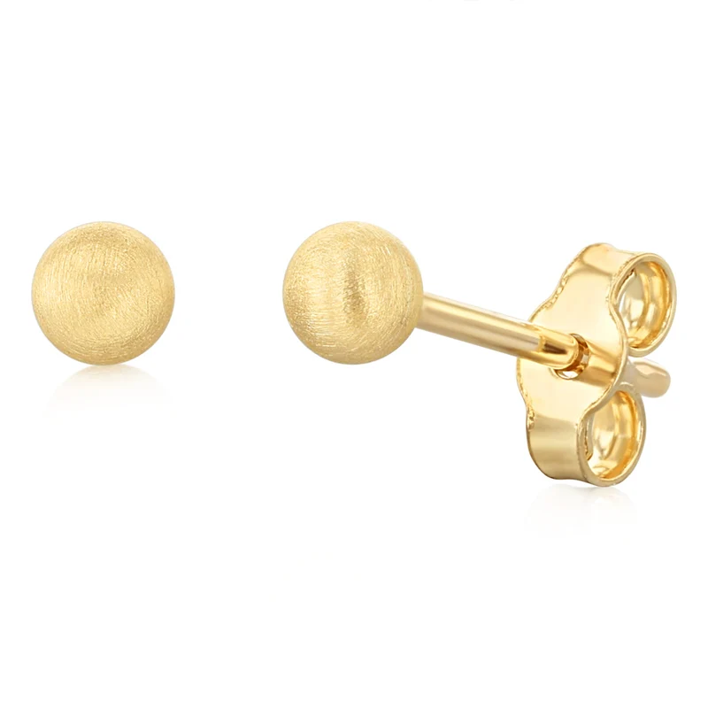 9ct Yellow Gold 3mm Polished Ball Stud Earrings