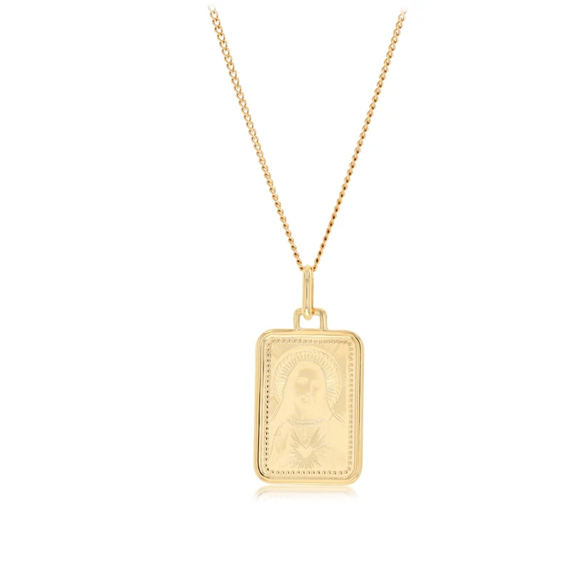 Sacred Heart of Jesus Pendant in 9ct Yellow Gold