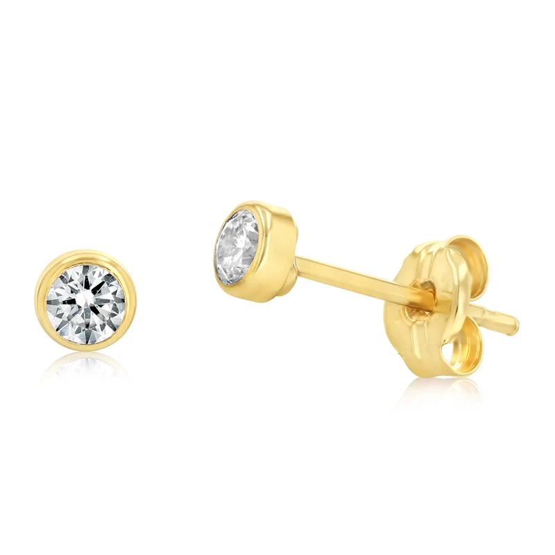 Cubic Zirconia 3mm Stud Earring in 9ct Yellow Gold