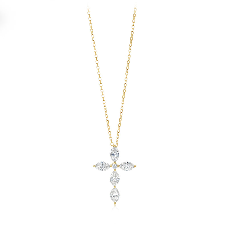 Luminesce Lab Grown 0.60 Carat Diamond Cross Pendant on 45cm Chain in 9ct Yellow Gold